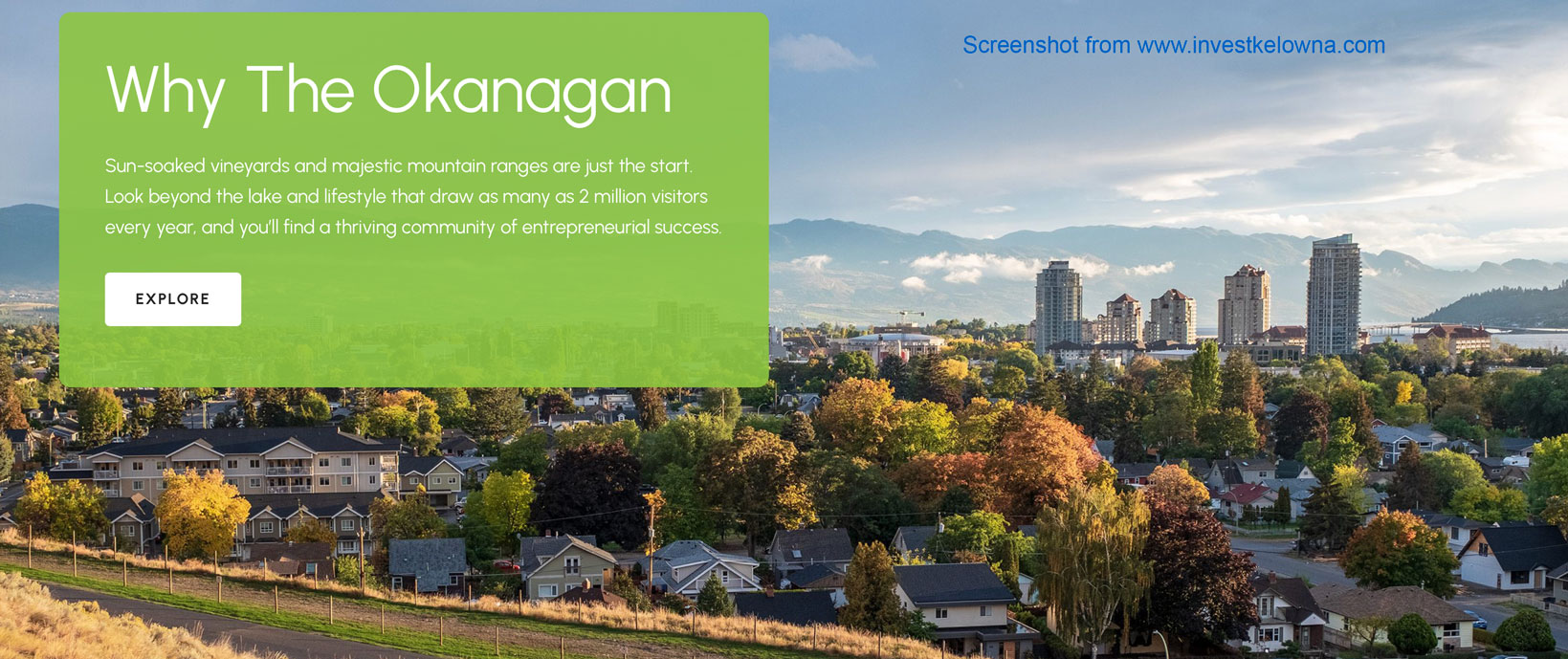 Central Okanagan Economic Development Commission Investment website screenshot