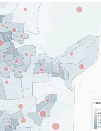 CityViz Market Research tool for economic development with business counts by industry based on NAICS codes