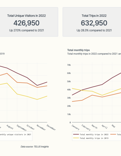 Custom integration of TELUS Insights tourism data into CityViz economic development data portal