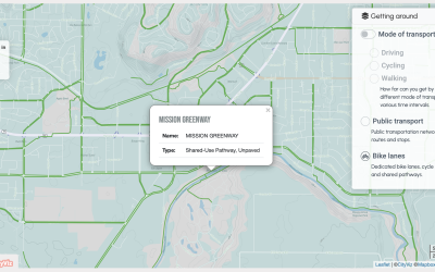 Getting Around - Local Transit and Active Transportation Embeddable Widget showing bike lanes