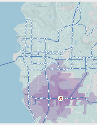 Getting Around - Local Transit and Active Transportation Embeddable Widget showing public transport