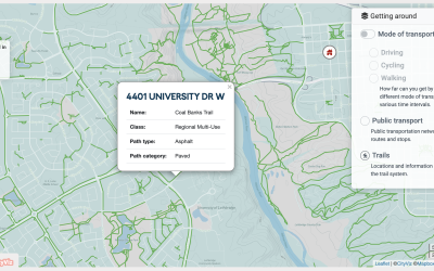 Getting Around - Local Transit and Active Transportation Embeddable Widget showing trails