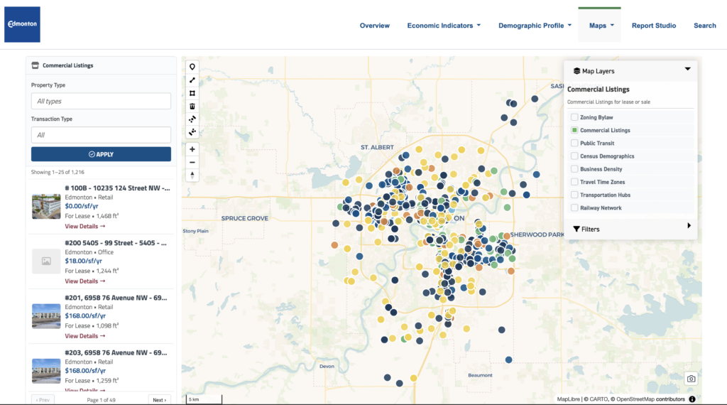 Site selector tool for City of Edmonton